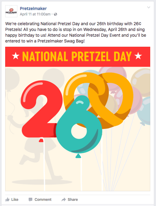 National Pretzel Day Facebook post
